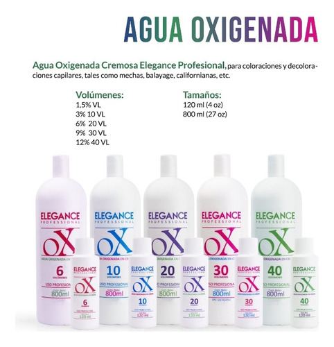 Agua O Crema Oxidante Elegance 10 V 20v 30v 40v De 800 Ml