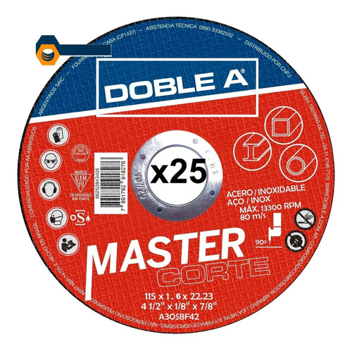 Disco Corte Doble A 4.1/2 Pul 115x1.6x22 Oferta! Cajax25