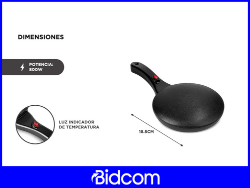 Panquequera Electrica Winco 800w Antiadherente +batidor+bowl Color Negro