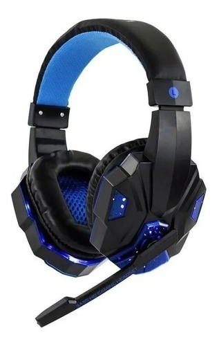 Fone De Ouvido Headset Gamer Sate Preto/azul Com Luz Ae-327b