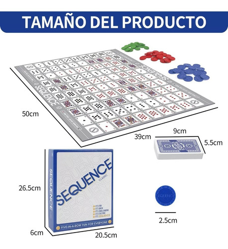 Juego Mesa Sequence Classic Cartas Clásico Fichas Secuencia