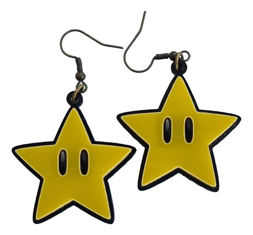 Aretes De Estrella Super Mario Bros Colgantes Star Acrilico