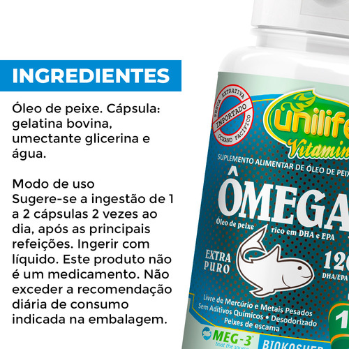 Ômega 3 Óleo De Peixe Unilife 120 Cápsulas