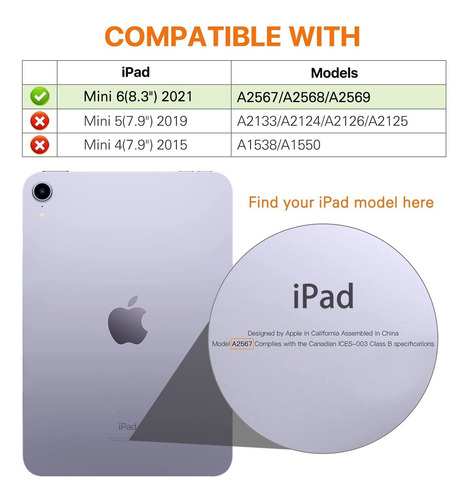Funda Para iPad Mini 6 2021 De 8.3  Vggnuu Blanco 