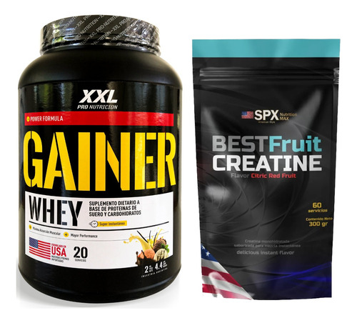 Gainer 2 Kg Xxl Nutrition Whey Protein + Creatina 300 Combo