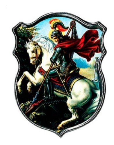 Emblema Escudo São Jorge Resinado Com Moldura Cromada