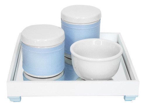 Kit Higiene Bebê Completo Algodão Porcelanas Molhadeira Azul