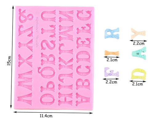 1pcs Molde De Silicona Letras Mayúscula Fondant Pasta Resina Color Rosa