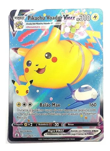 Carta Pokémon Original Pikachu Voador V 6/25