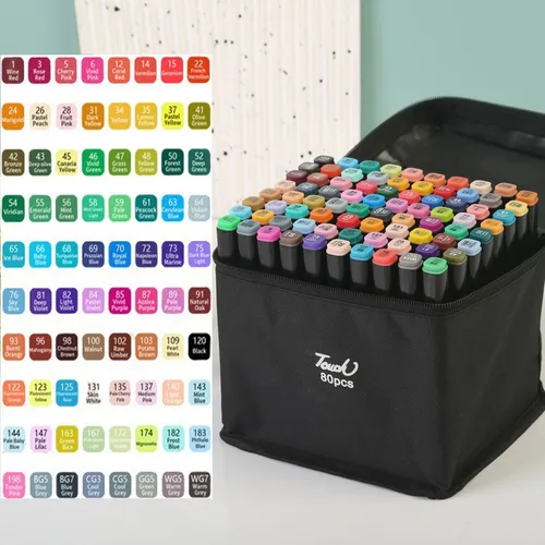 Caixa Fechada 18 Estojos Caneta Touch 80 Cores Dupla Ponta Sortida