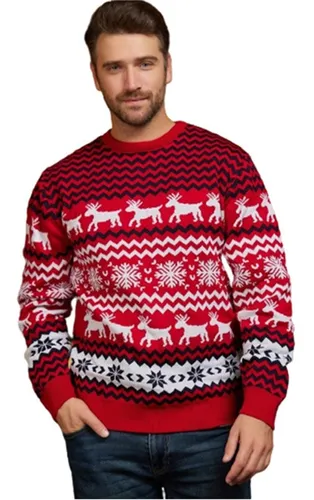 Manfinity Men Ugly Christmas Pattern Loose Sweater