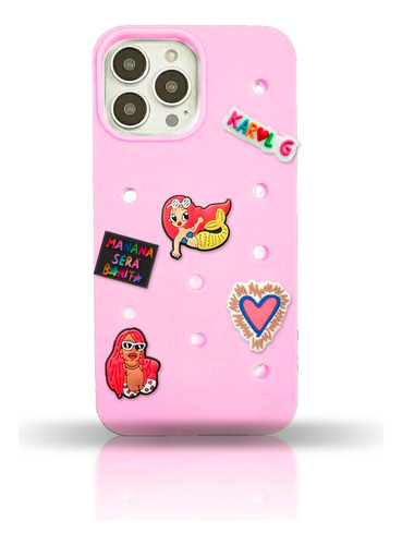 Case Crocs Rosado Diseño Karol G Para iPhone 14 Pro Max