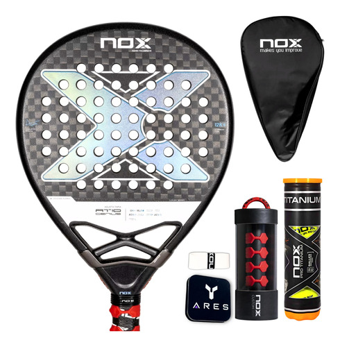 Raquete De Padel Nox At10 Genius 12k 2024 Tapia + Brindes