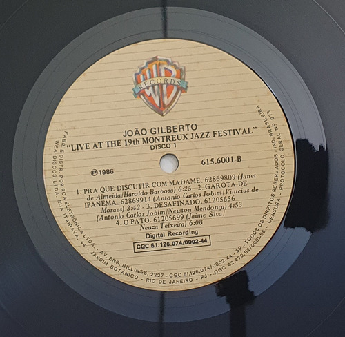 Lp João Gilberto Live At The Montreux Jazz Festival Duplo (Usado)