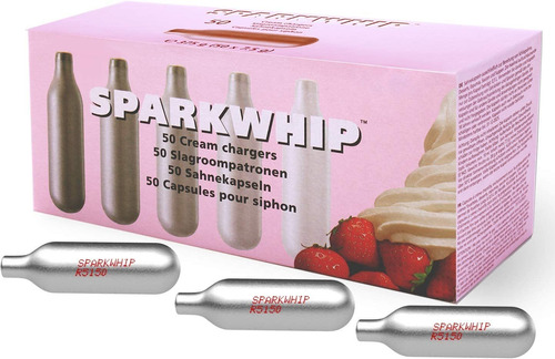 Sparkwhip - Cargadores De Crema (50 Unidades), Color Platead