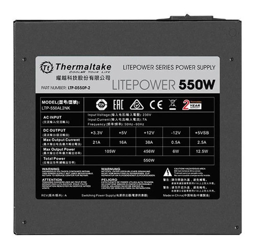 Imagen 3 de 6 de Fuente de alimentación para PC Thermaltake Technology Litepower Series LTP-550NL2NK 550W black 110V/220V