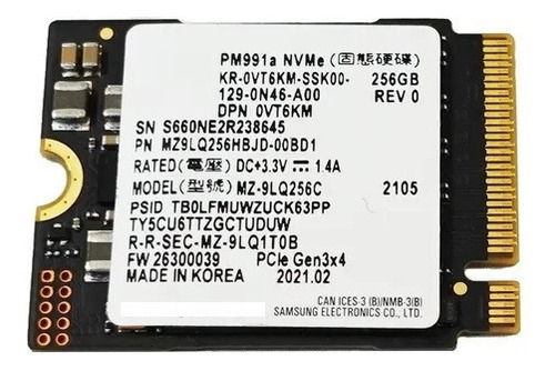 Disco sólido interno Samsung PM991A MZ-9LQ256C 256GB