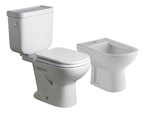 Juego De Baño Bari Ferrum Inodoro Bidet Mochila Tapa Madera