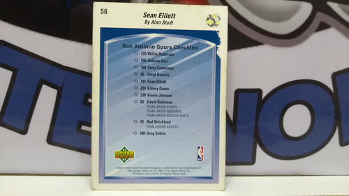 1992-93 Card Carta San Antonio Spurs Sean Elliott
