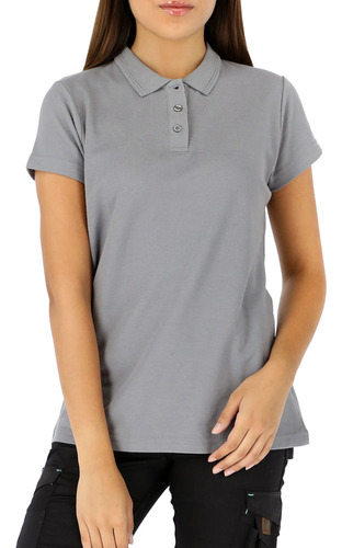 Polera Pique Quebec Manga Corta Mujer Gris