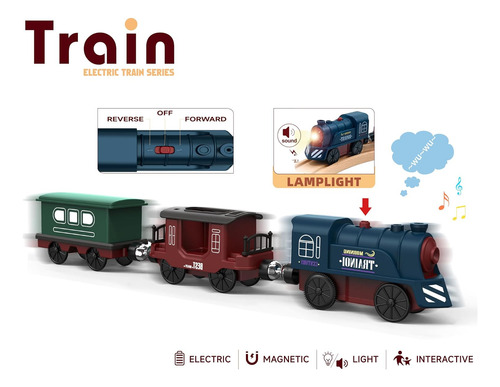 Tren A Pilas Para Pista De Madera, Juego De 3 Juguetes De Tr