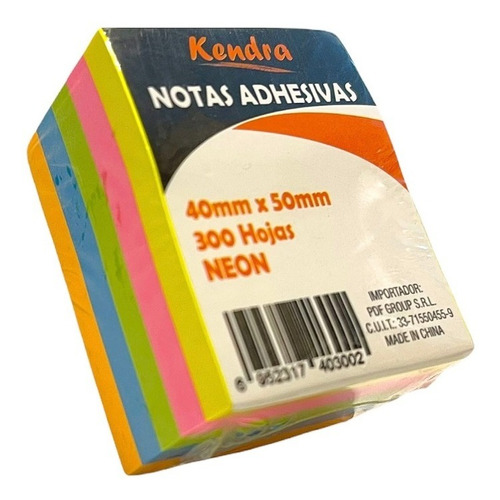 Notas Adhesivas Kendra X 300 Hojas 40mm X 50mm 