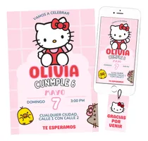 Comprar Invitación Digital Hello Kitty, Cumpleaños.