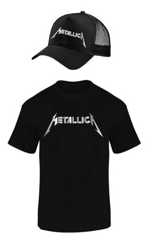 Combo Camiseta Y Gorra Metallica Music Niños Y Adultos