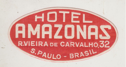 Brasil Sao Paulo Antiguo Luggage Hotel Amazonas Vintage Raro