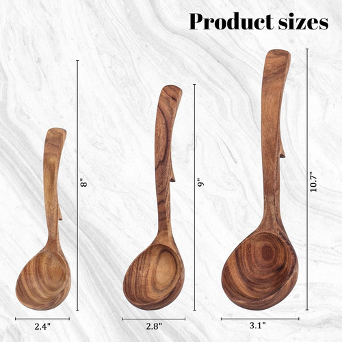 Juego De Cucharones De Madera De 3 Piezas, Cucharas De Cocin
