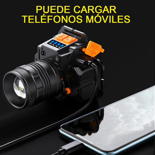 VAKRNY Lámpara LED Minera Recargable Impermeable, Batería Integrada, Sensor Inducción, 10H Duración, Ideal para Trabajo Nocturno, Emergencias, Camping y Minería Con 3 Modos Luz Amarilla
