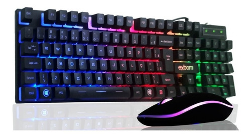 Teclado + Mouse Gamer Semi Mecanico Led Rgb Exbom Bk-g550