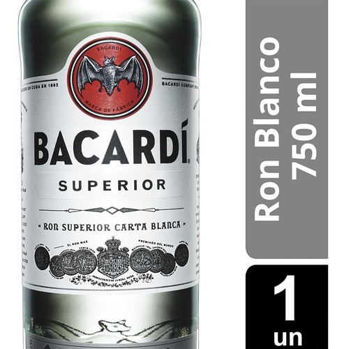 Bacardi Ron Carta Blanca Pt 40° Botella X 750 Ml
