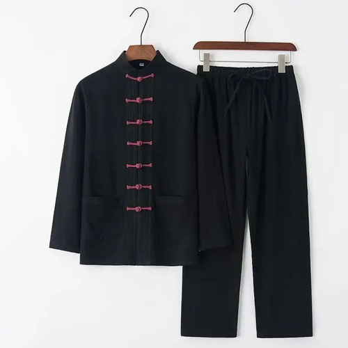 Conjunto De Pantalones Camiseros De Manga Larga De Algodón Y