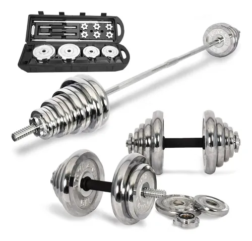 KIT DE MANCUERNAS 50KG BLACK PLATE BARBELL SPORTFITNESS – Tienda