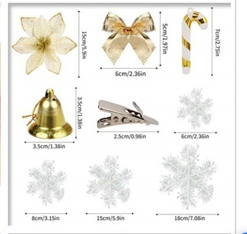 Imagen 2 de 9 de Flores Navideñas Decoraciones Artificiales Árbol Decorado.