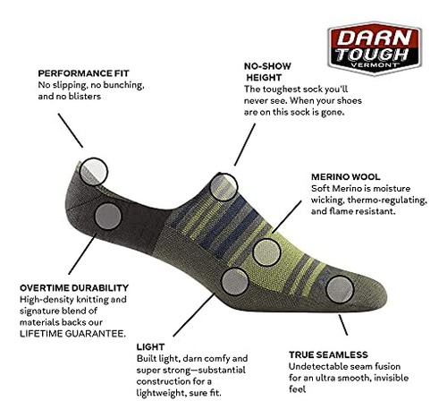 Darn Tough Mens Topless Stripe No Show Hidden - Calcetines D