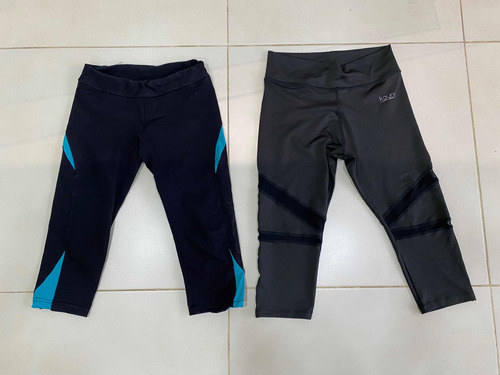 Lote De Calzas Negras Capri Talle 2 Con Spandex (1x)