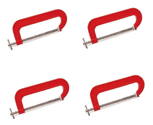 Kit Com 4 Grampos Sargento Tipo C Leve 4 Polegadas 100mm