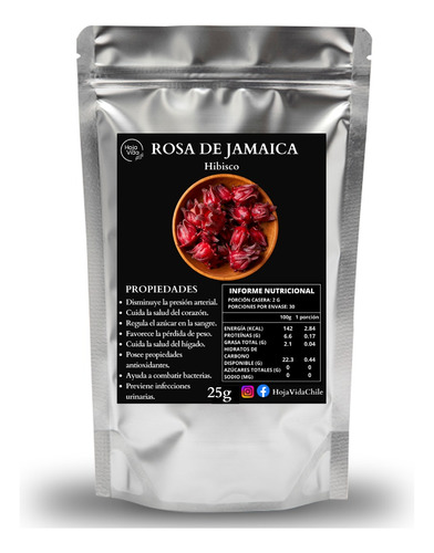 Hibisco - Rosa De Jamaica Flor 25g + Sacos Infusores 10und