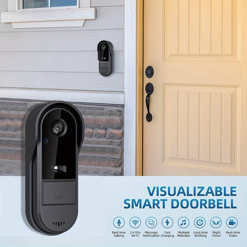 Timbre inalámbrico negro KISRO Guangdong, impermeable con pilas de transmisor y receptor incluidas, material plástico duradero