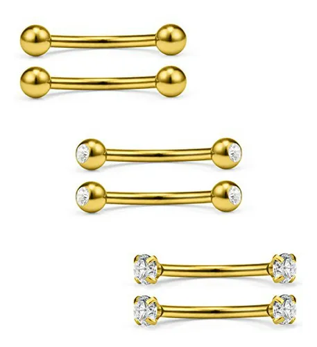 Conjunto De 3 Pares De Piercings De Barra Curva Con Bola De