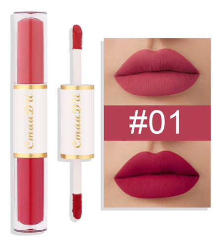 El Lápiz Labial Impermeable Lip Glaze Lock Color De Doble Ca