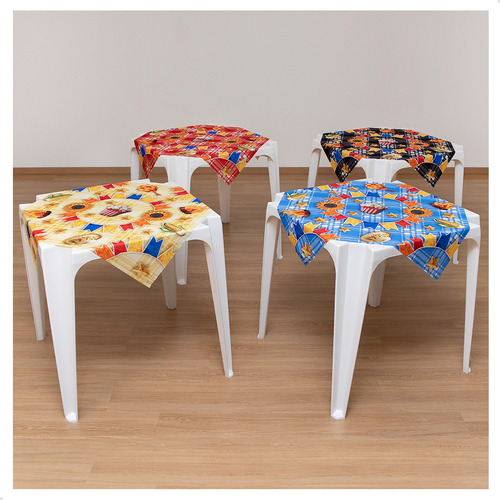 Kit 04 Toalha De Mesa Xadrez Festa Junina Tecido 75x75cm