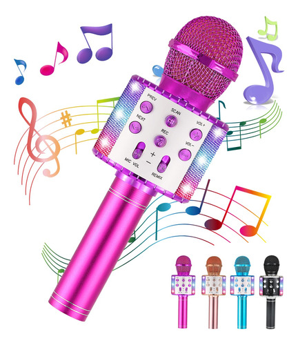 Microfono De Karaoke Inalambrico Bluetooth Para Ninos, Porta