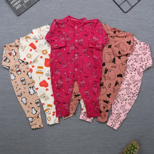 Kit 5 Macacão De Bebê Vira Pé Estampado - Menino E Menina Menino M