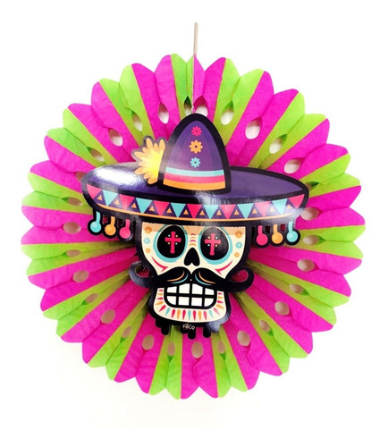 Imagen 4 de 9 de Pack Cotillón Fiesta Mexicana Calacas-catrinas Deco - Mesa