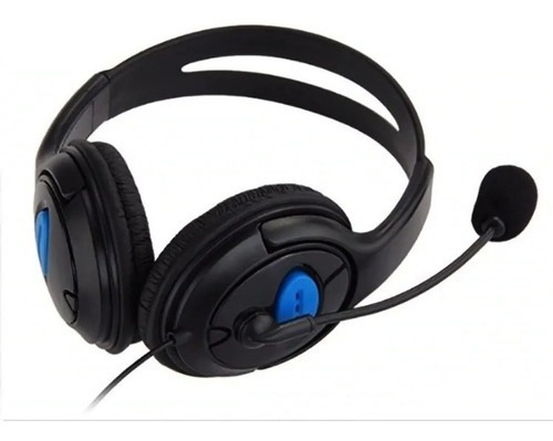 Audifonos Gamers Ps4 Con Microfono Estereo Sonido Color Negro y azul