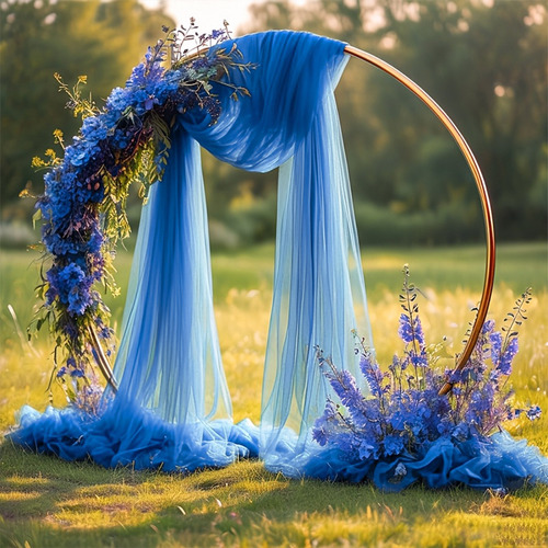 2pzs Cortinas De Malla Multicolor Decoración Boda Cumpleaños Color Azul Marino