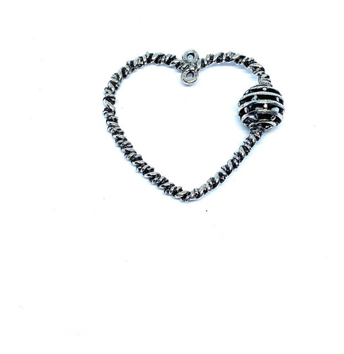 Dije Pewter Corazon Con Bola4.5 X 4 Cm  (5pzas)